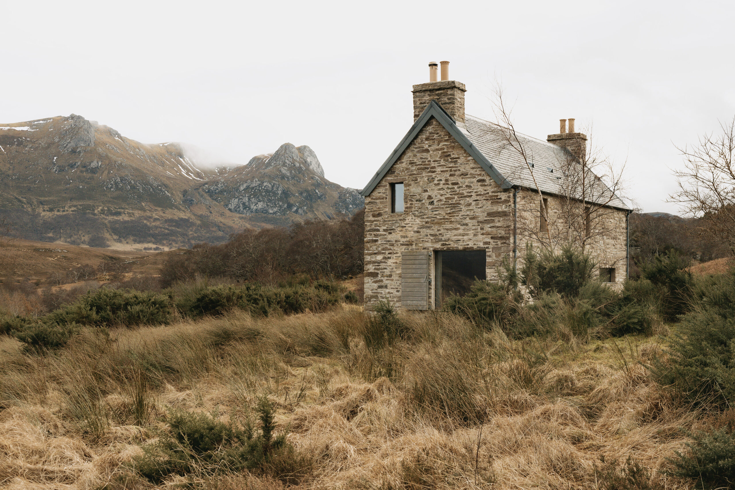 The exterior of Kyle House looking on to Ben Loyal in Sutherland